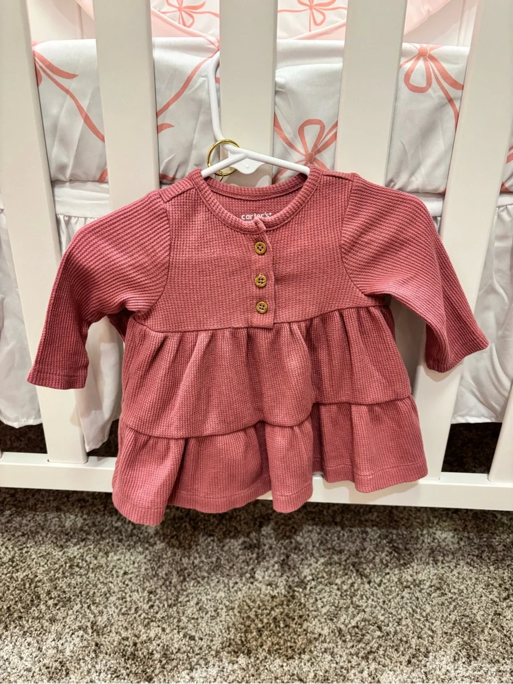 Carter's Dusty Rose Long-Sleeve Tiered Knit Top for Kids